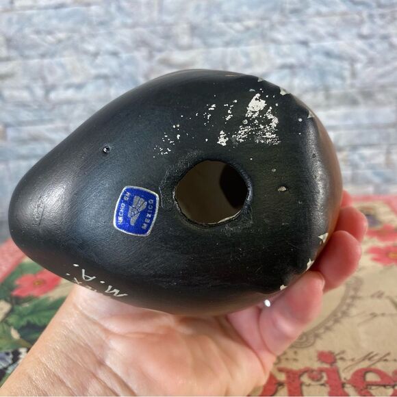 Hand Painted Mexican Folk Art Ceramic Duck Hummingbird Pattern Rustic Decor - Picture 5 of 7